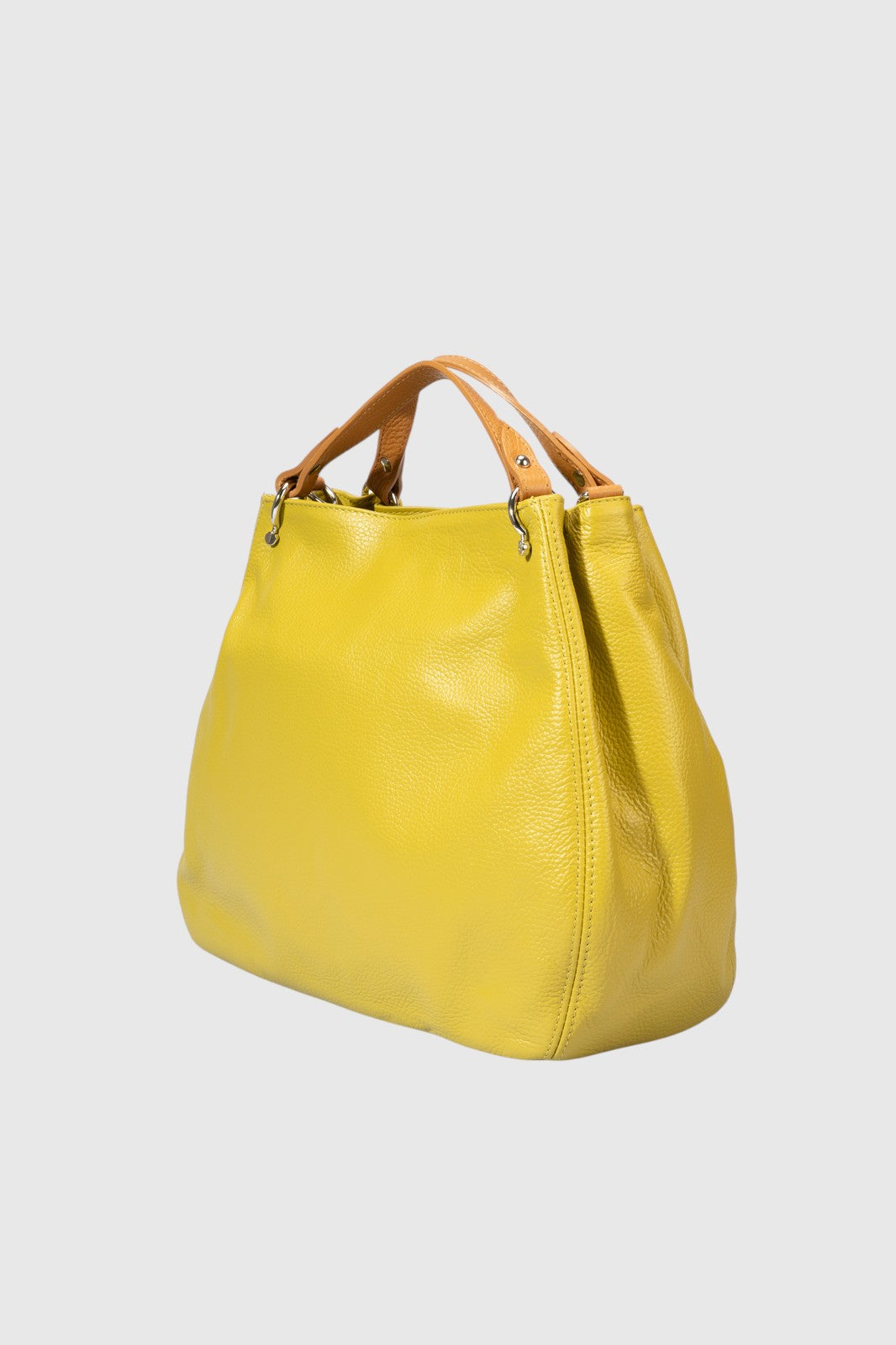 Fiorella Made in Italy Leather Top Handle Handbag – Pistachio Green & Tan