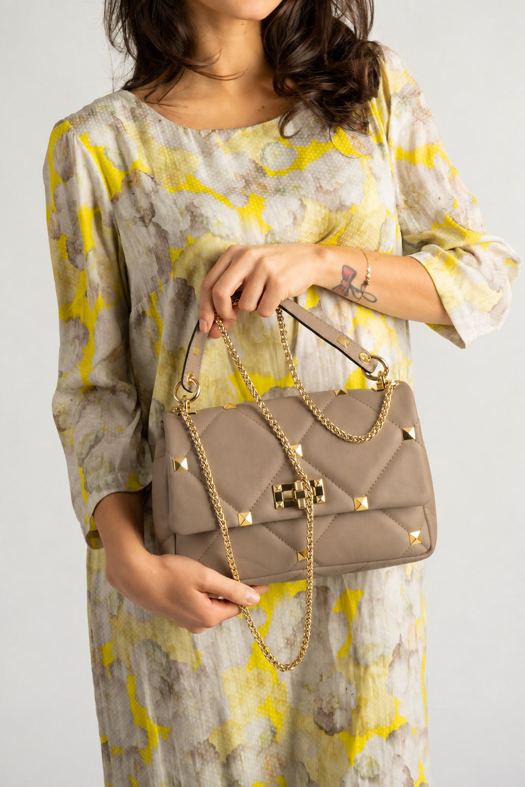 Ilaria Made in Italy Full Grain Leather Top Handle Handbag – Taupe