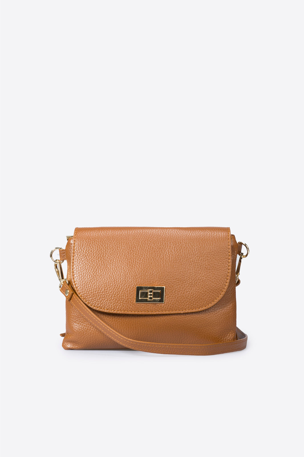 Ludovica Made in Italy Full Grain Leather Crossbody Bag – Cognac