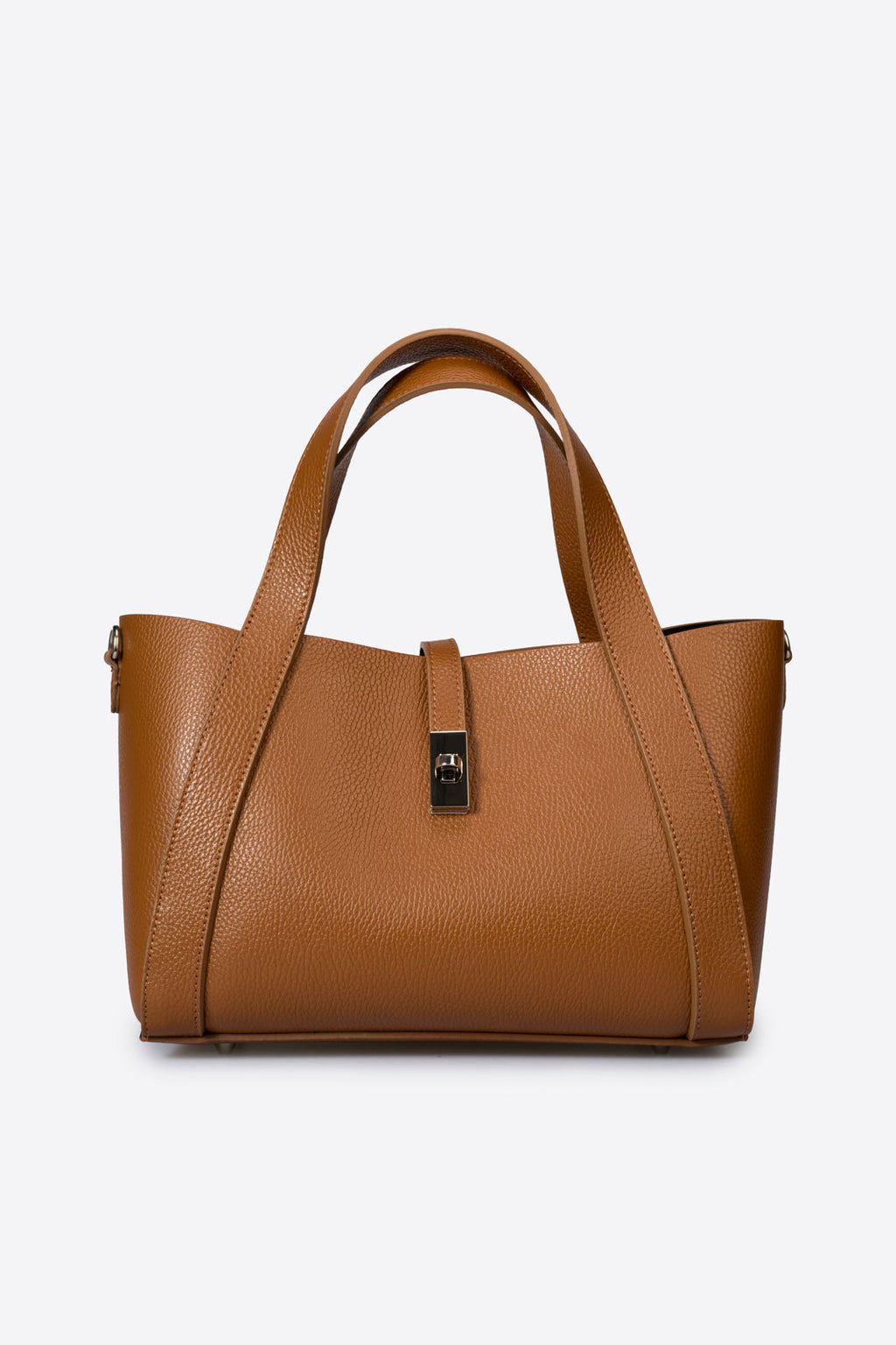 Carlotta Made in Italy Leather Top Handle Handbag – Cognac
