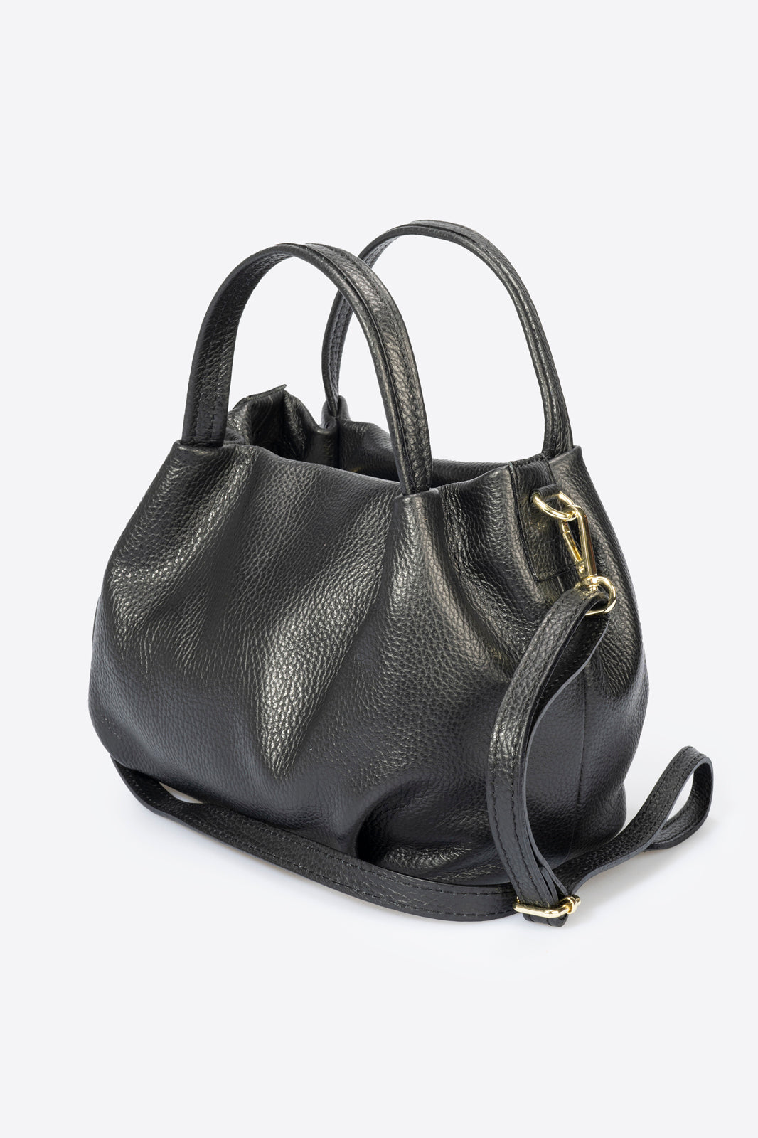 Mia Made in Italy Leather Top Handle Handbag – Black