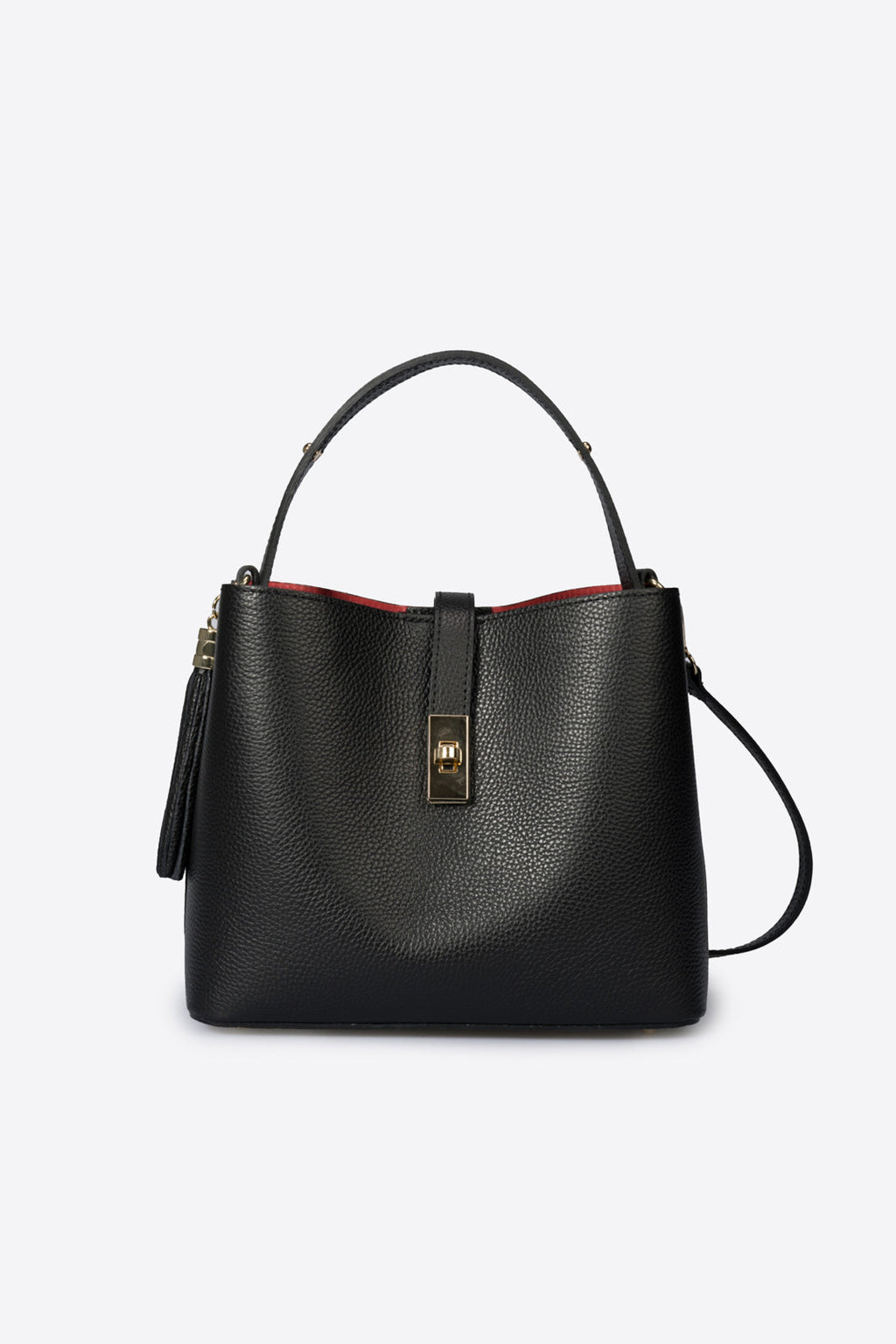 Greta Made in Italy Leather Top Handle Handbag – Black
