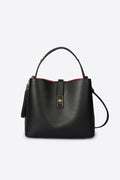 Greta Made in Italy Leather Top Handle Handbag – Black