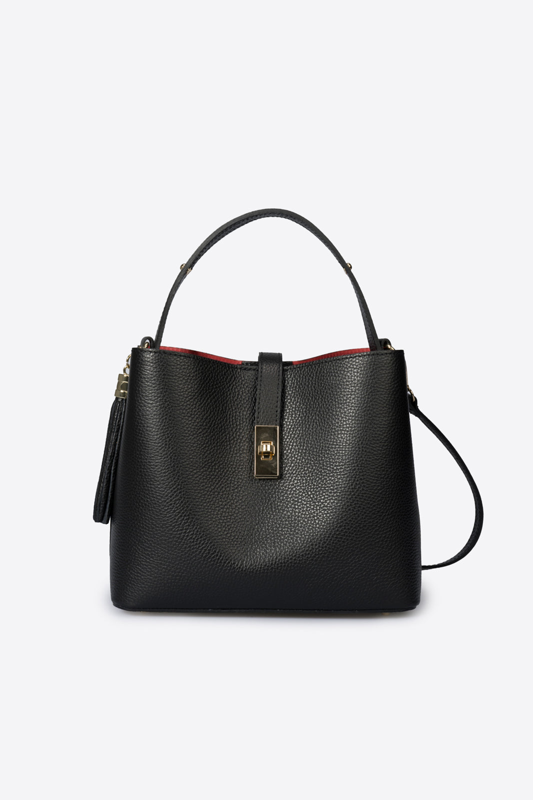 Greta Made in Italy Leather Top Handle Handbag – Black