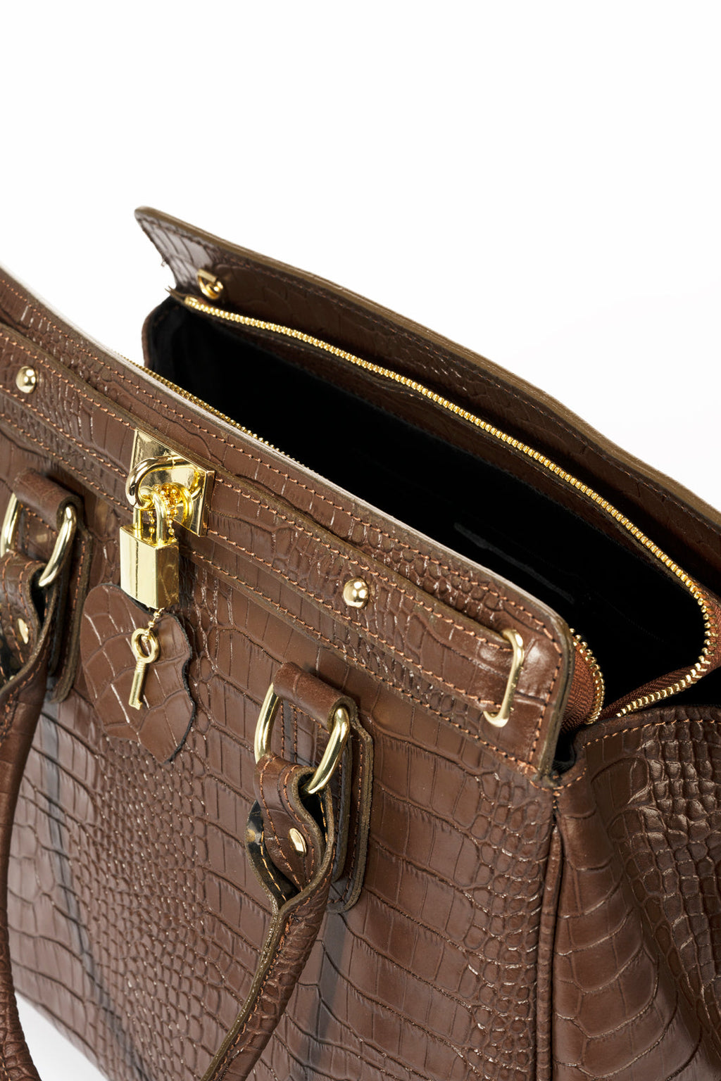 Federica Made in Italy Leather Top Handle Handbag – Brown