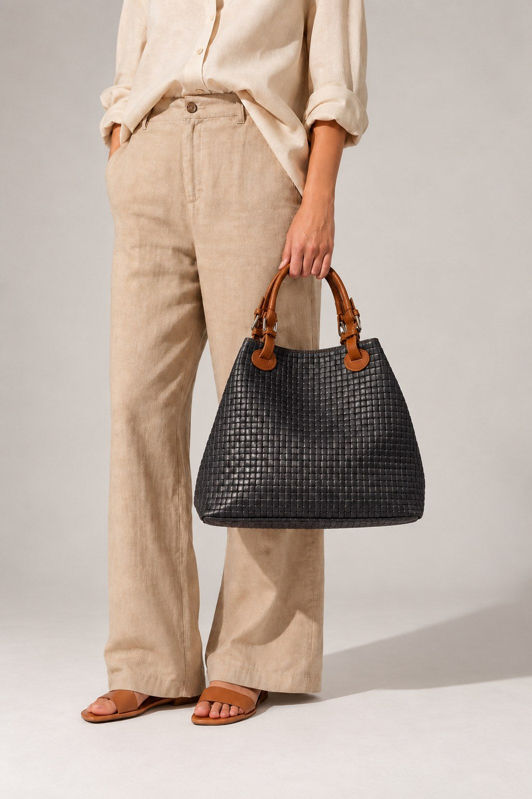 Aria Made in Italy Suede Leather Tote Bag – Dark Brown