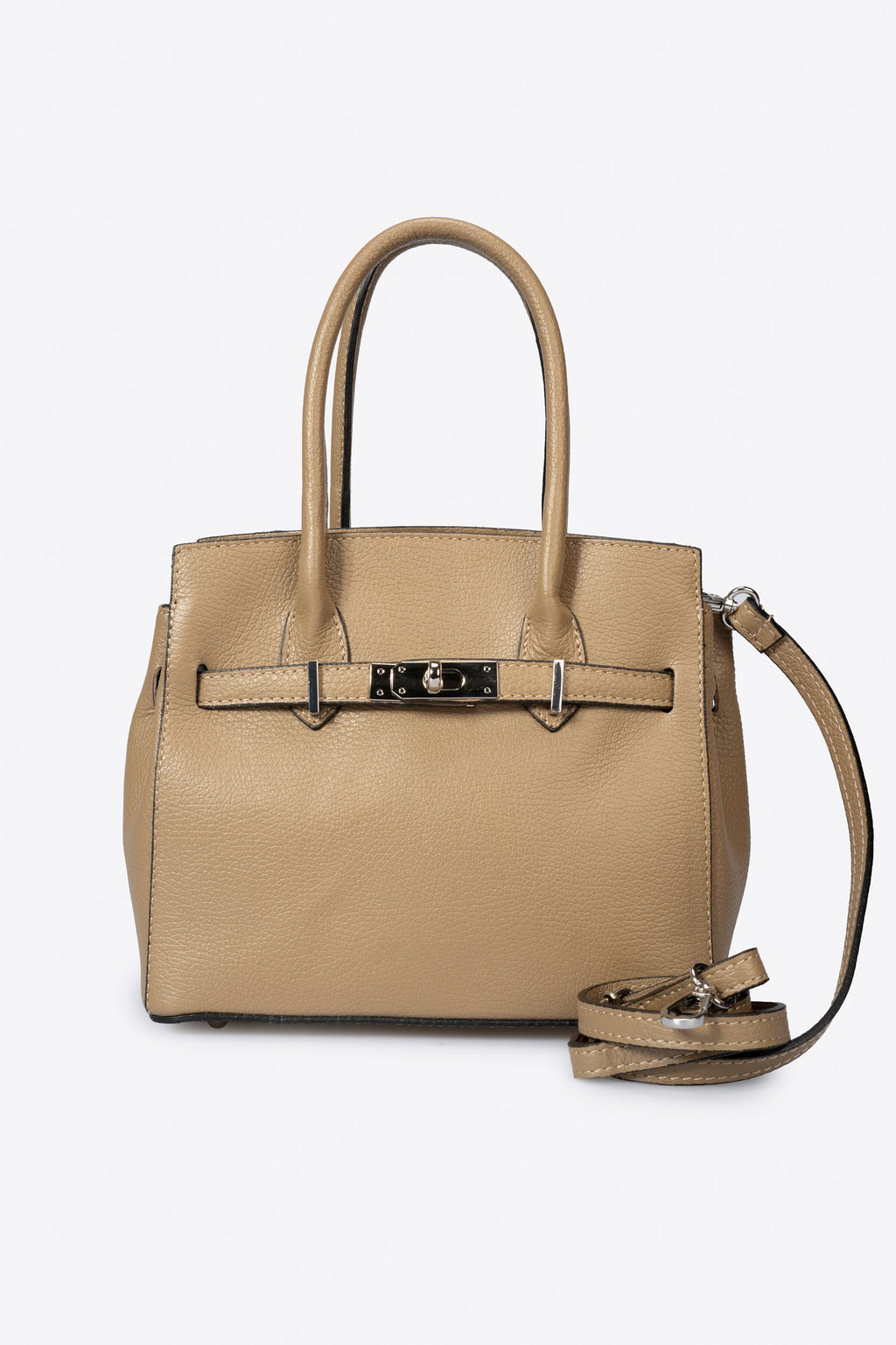 Gabriella Made in Italy Leather Top Handle Handbag – Taupe