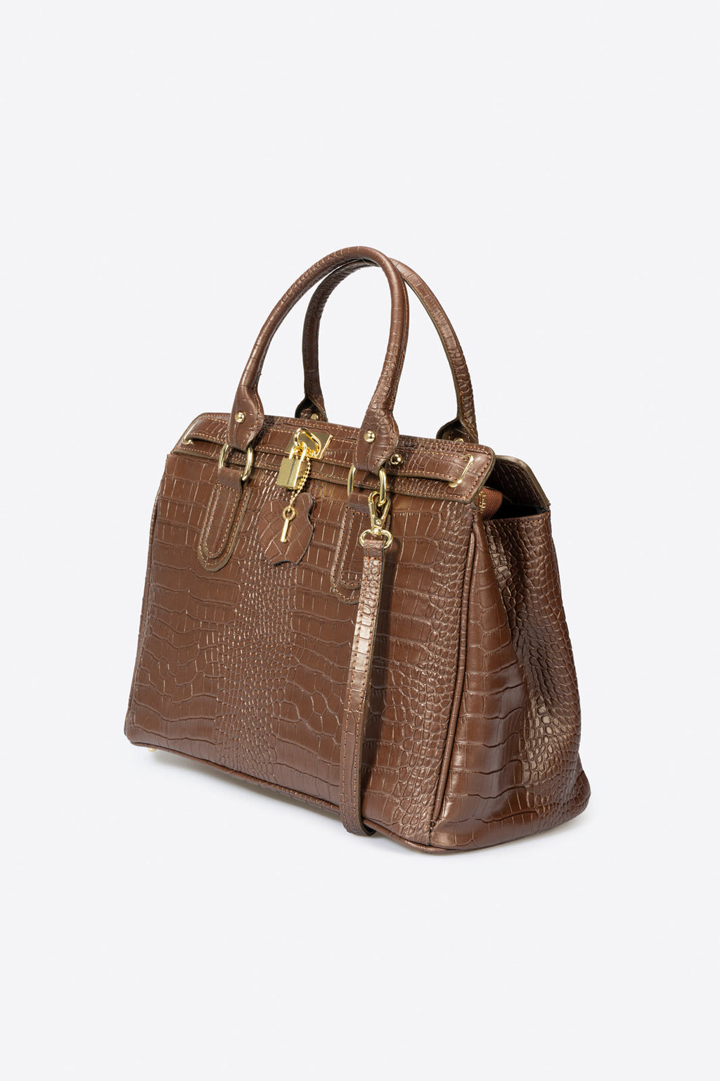 Federica Made in Italy Leather Top Handle Handbag – Brown