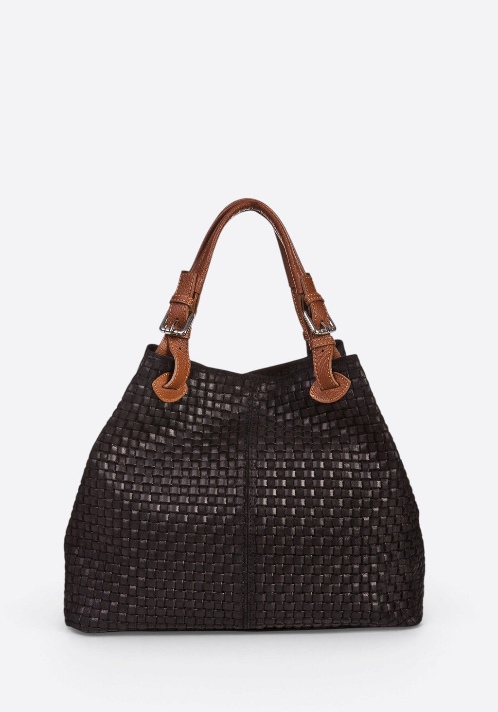 Aria Made in Italy Suede Leather Tote Bag – Black