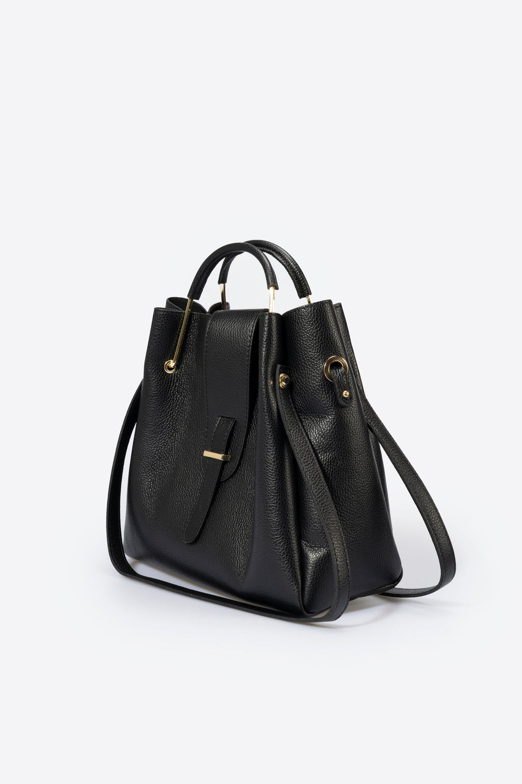 Diana Made in Italy Leather Top Handle Handbag – Black