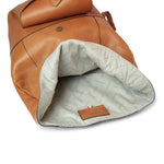 LUSSO Full grain leather back pack with backside troller strap