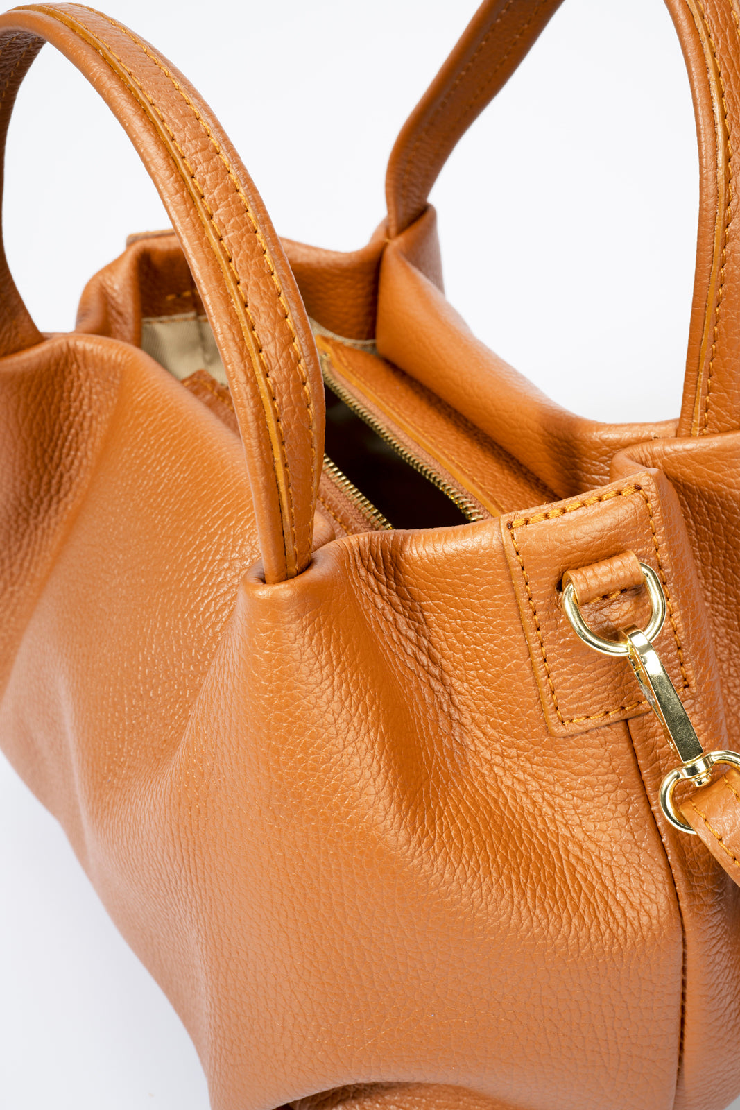 Mia Made in Italy Leather Top Handle Handbag – Tan