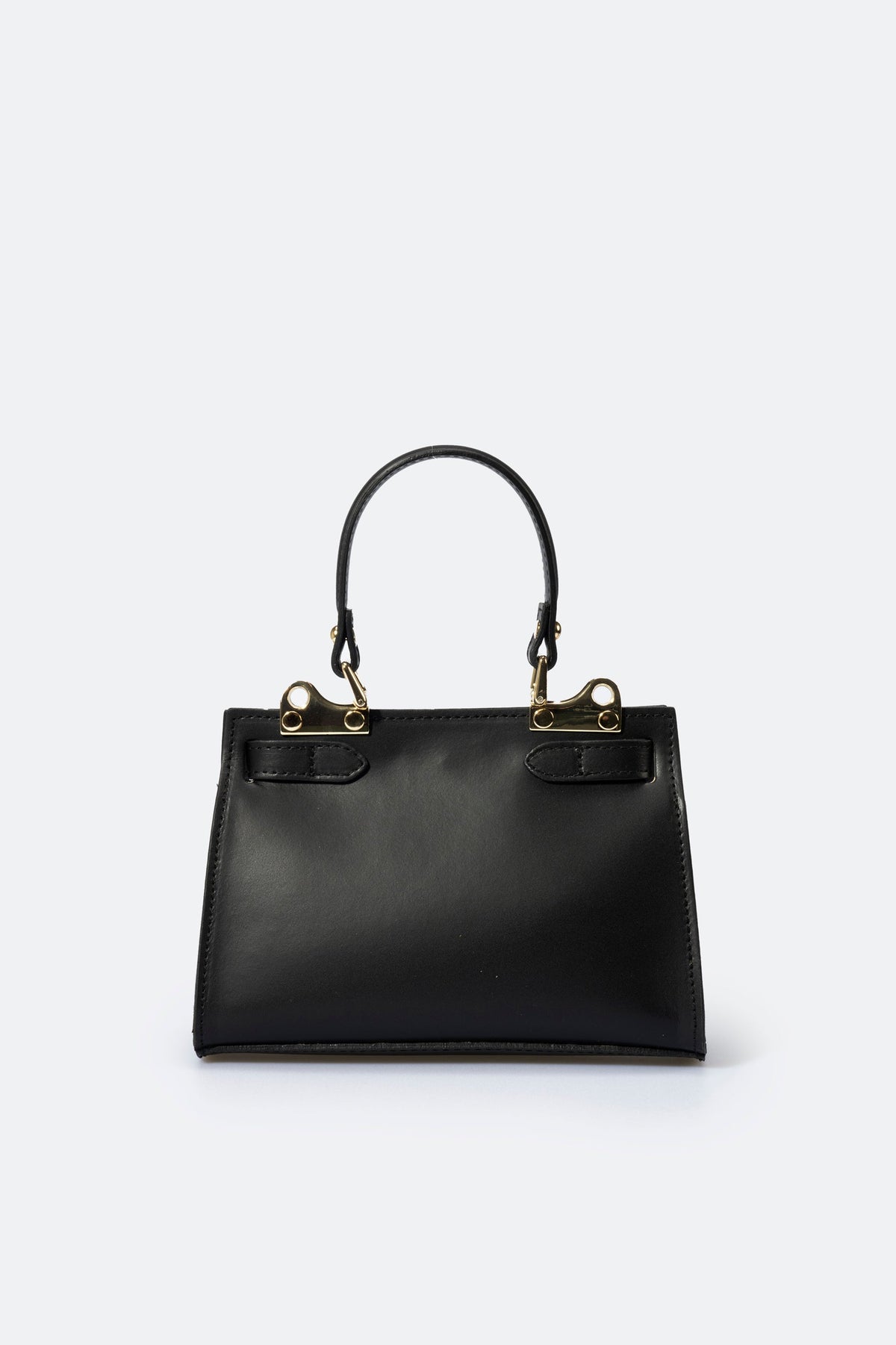 Dalia Made in Italy Leather Top Handle Handbag – Black