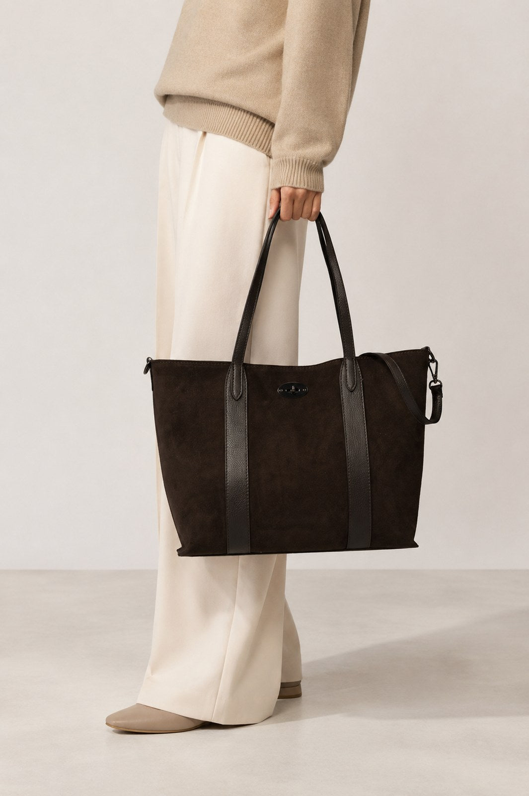 Teresa Made in Italy Suede Leather Tote Bag – Dark Brown