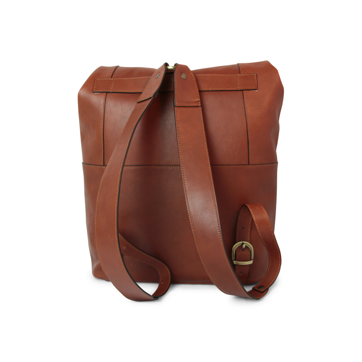 LUSSO Full grain leather back pack with backside troller strap