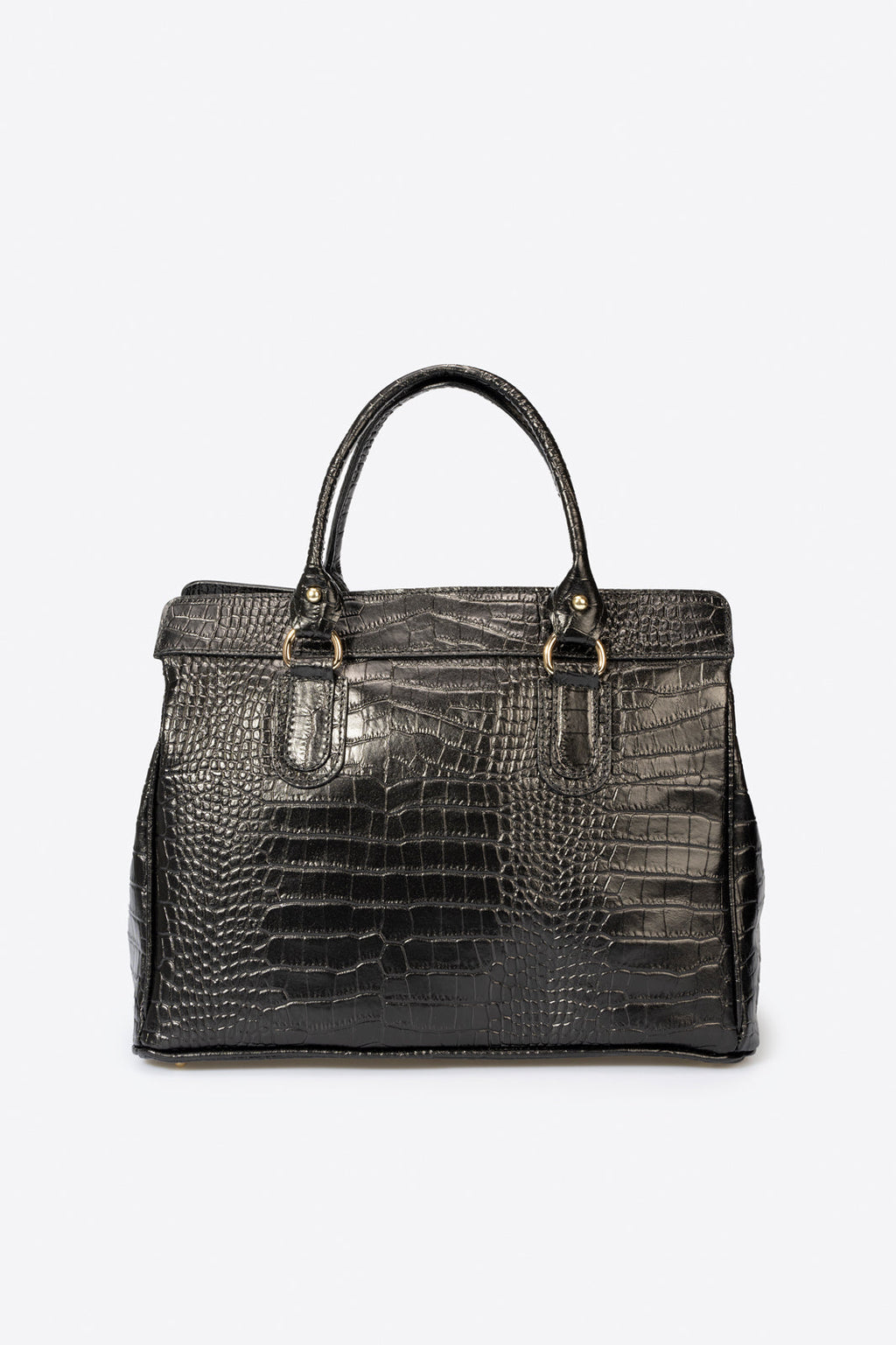 Federica Made in Italy Leather Top Handle Handbag – Black