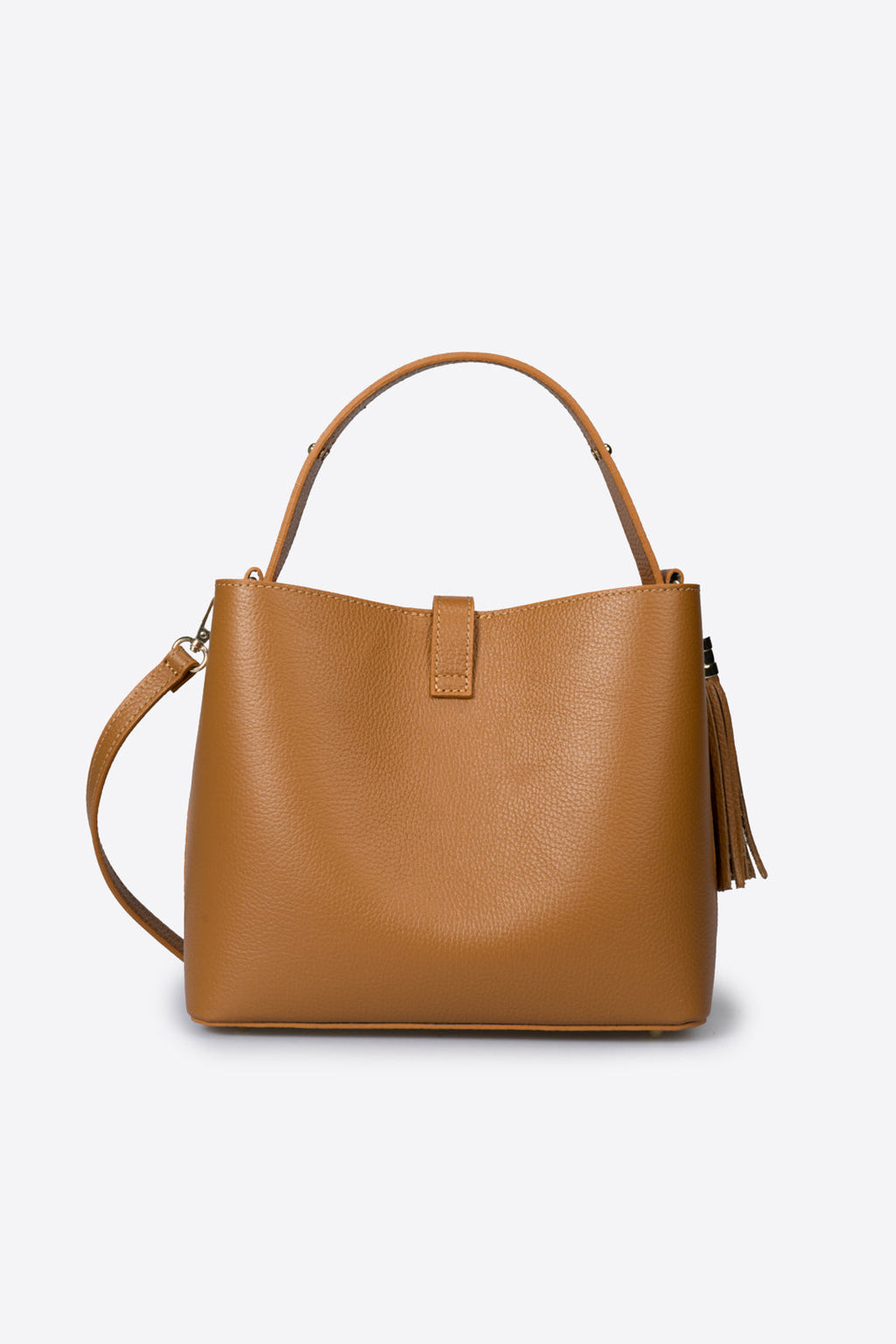 Greta Made in Italy Leather Top Handle Handbag – Cognac