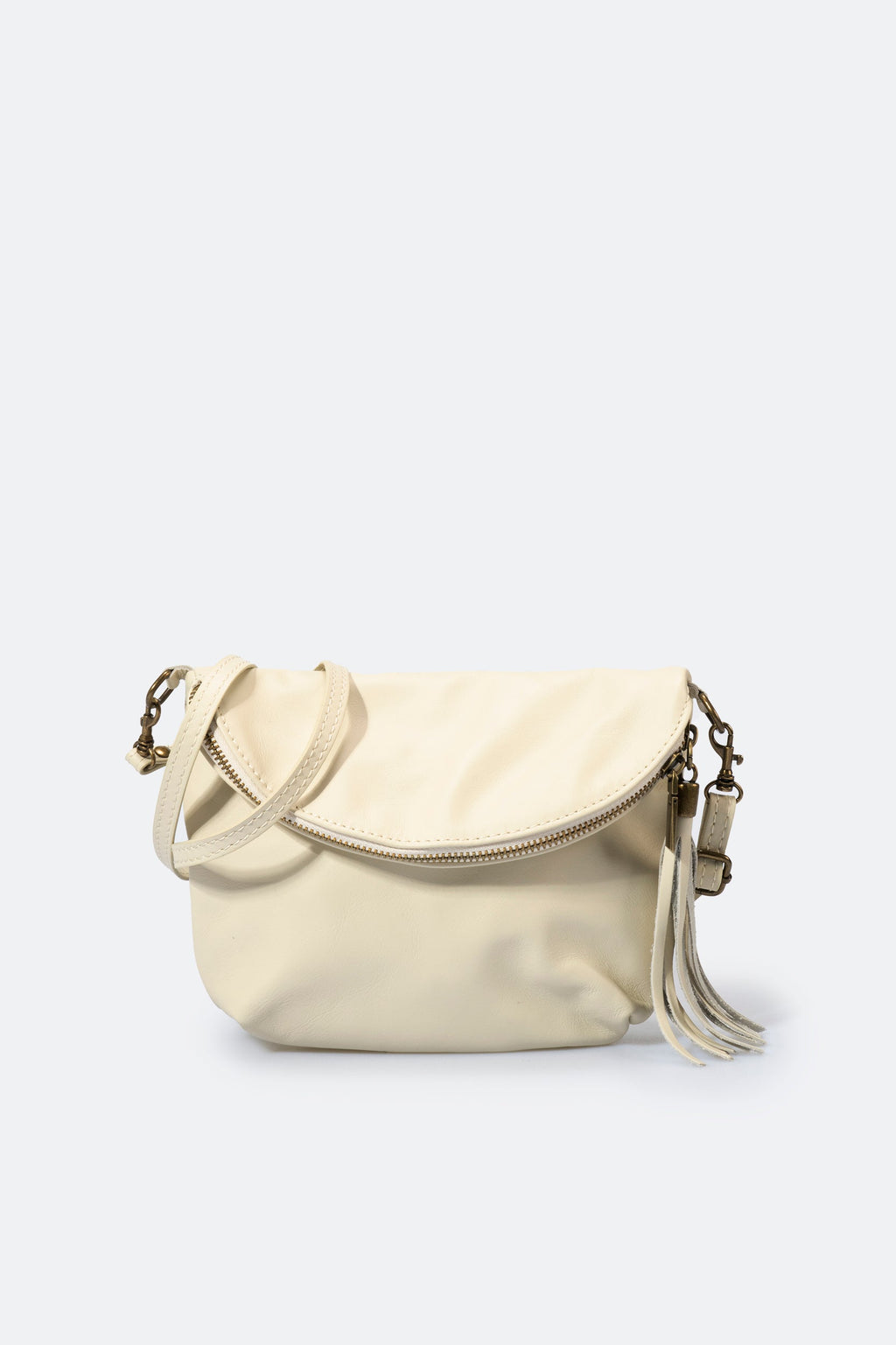 Alessia Made in Italy Full Grain Leather Crossbody Bag – Cream