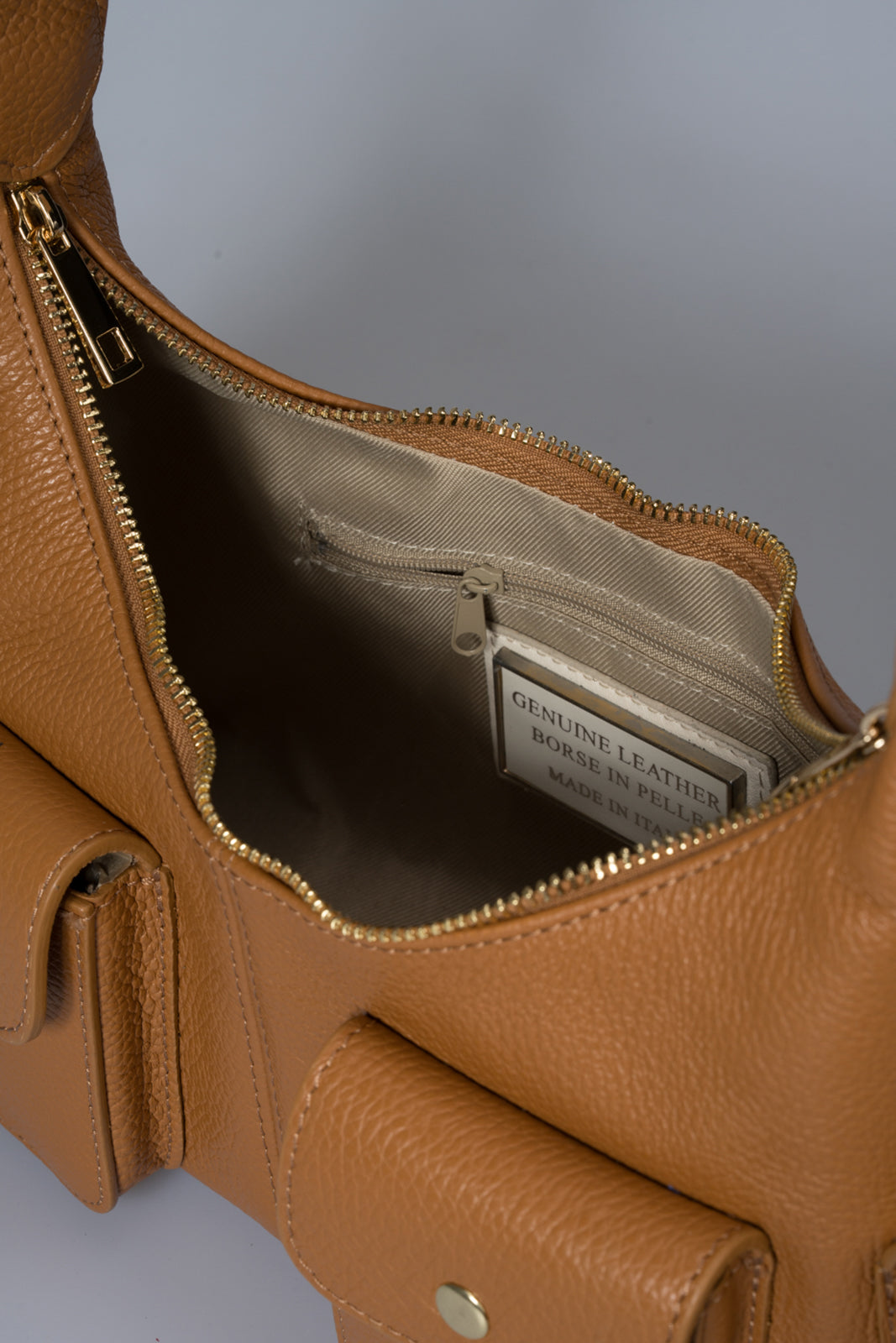 Livia Made in Italy Leather Top Handle Handbag – Cognac
