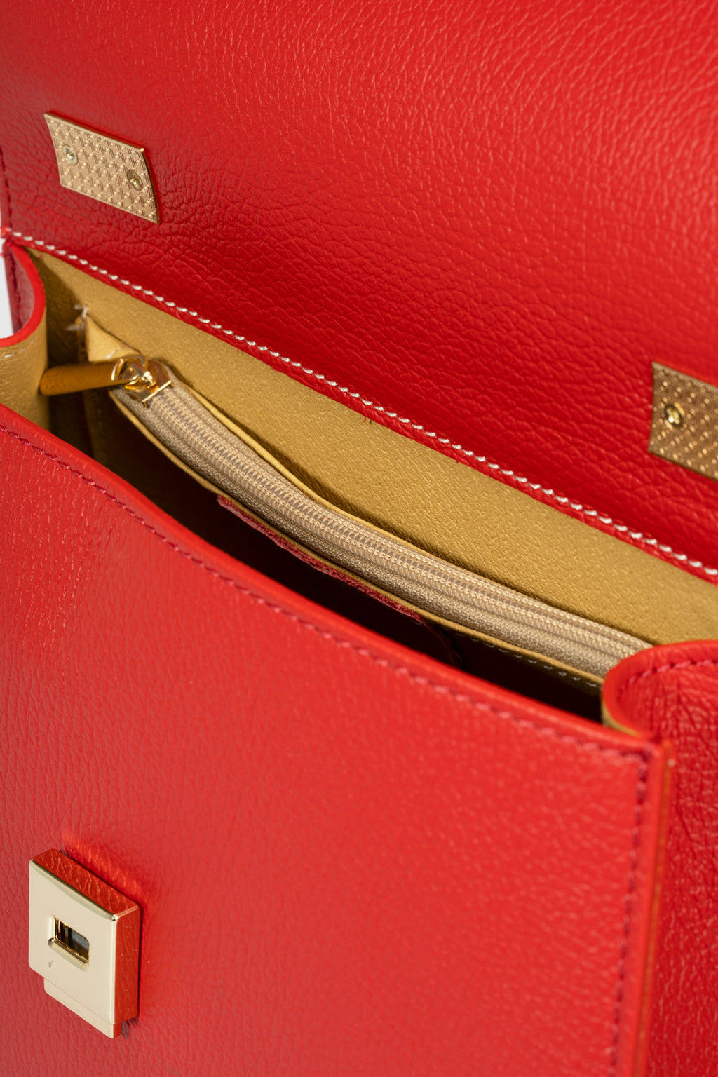 Giulia Made in Italy Leather Top Handle Handbag – Red