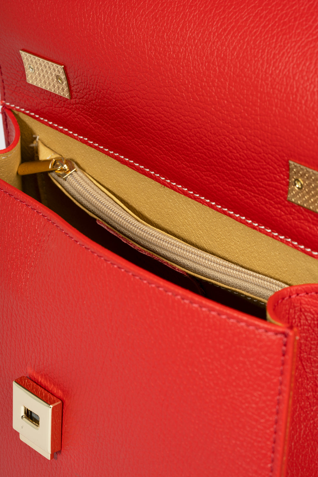 Giulia Made in Italy Leather Top Handle Handbag – Red