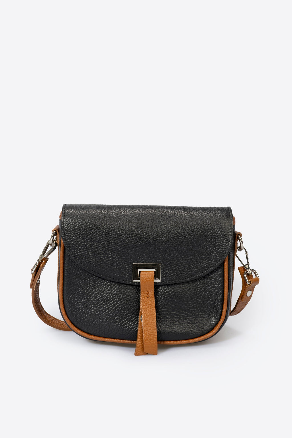 BELA leather crossbody bag - Black+Cognac