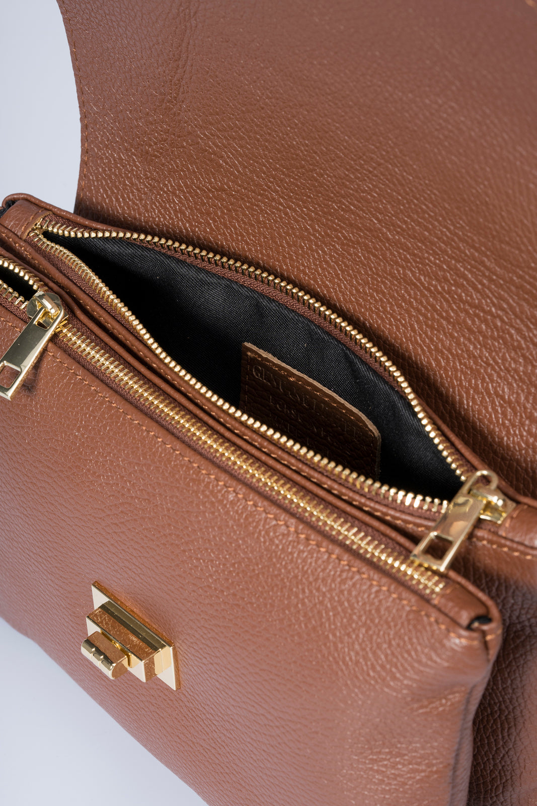 Ludovica Made in Italy Full Grain Leather Crossbody Bag – Brown