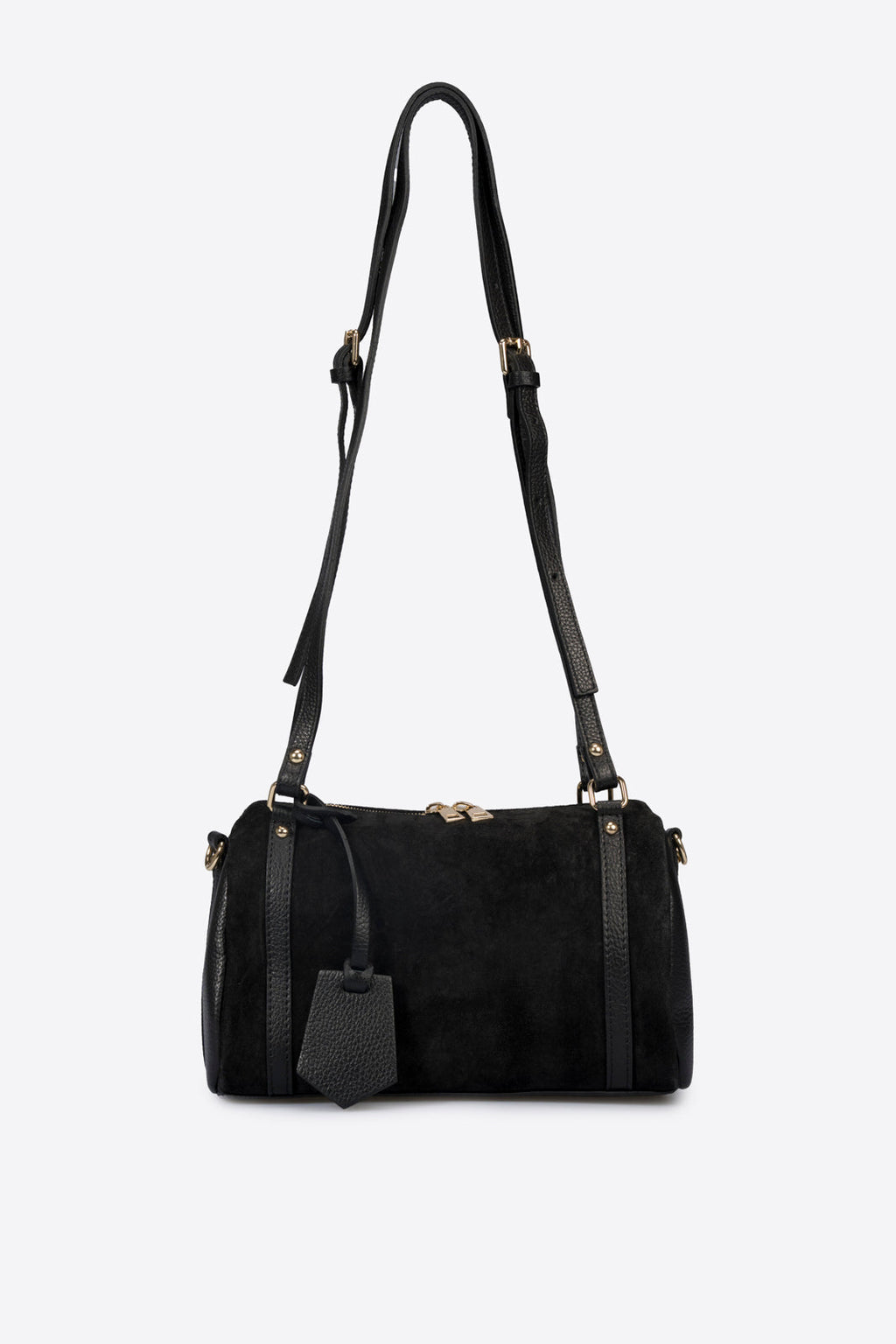 Noemi Made in Italy Suede Leather Bowling Bag – Black