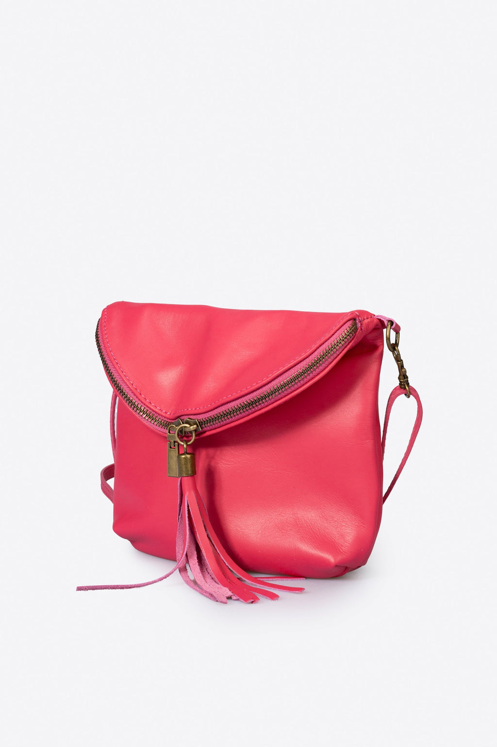 Alessia Made in Italy Full Grain Leather Crossbody Bag – Fuchsia