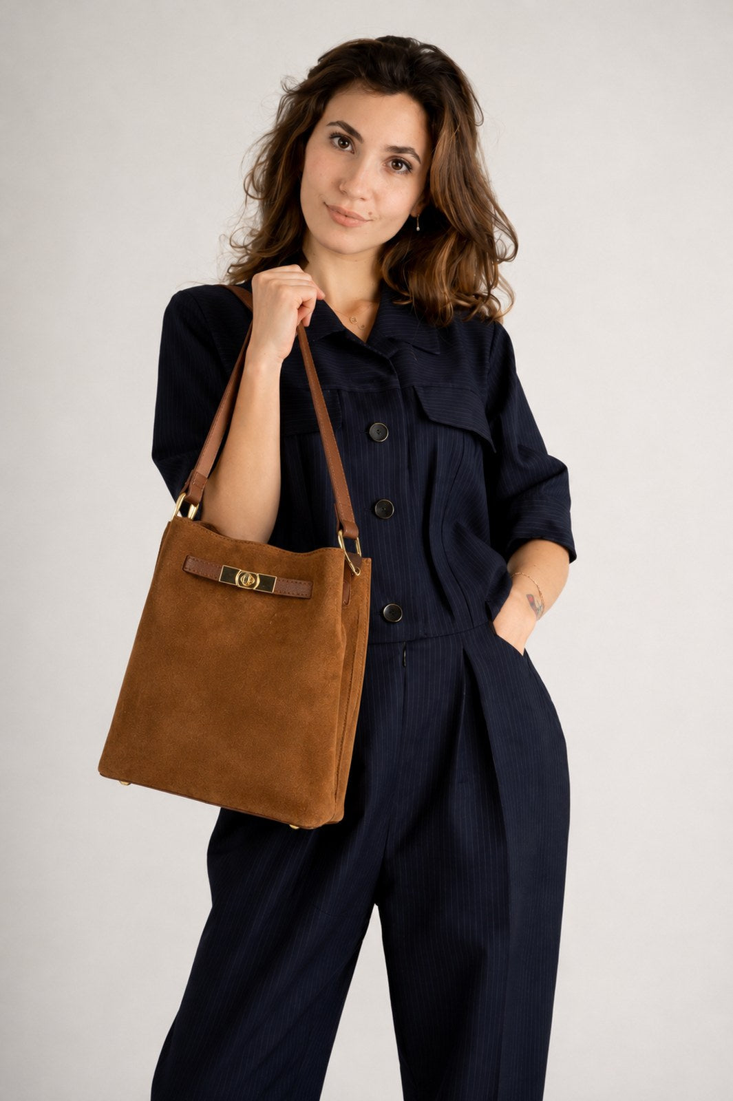 Rosalia Made in Italy Suede Leather Shoulder Bag – Bruciato