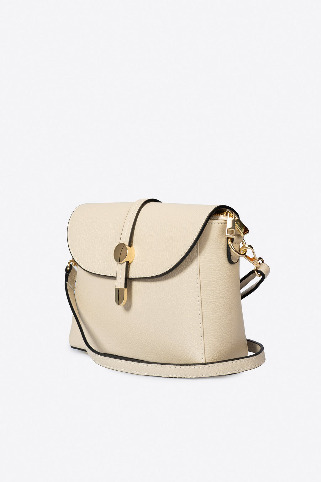 Beatrice Made in Italy Leather Crossbody Bag – Beige