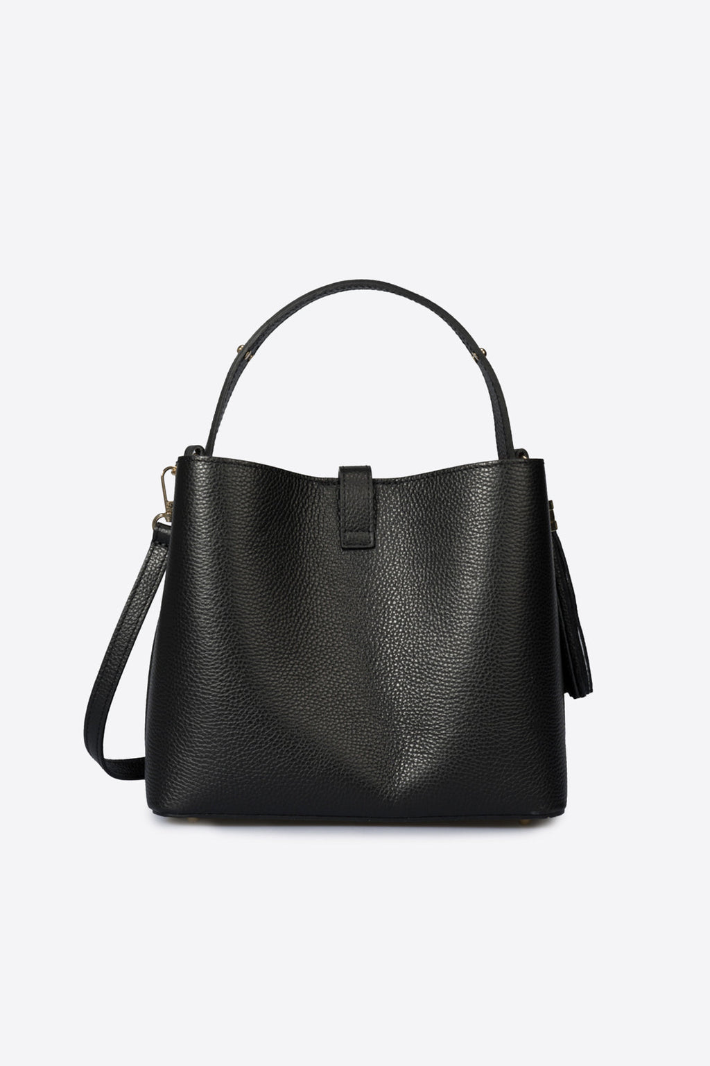 Greta Made in Italy Leather Top Handle Handbag – Black
