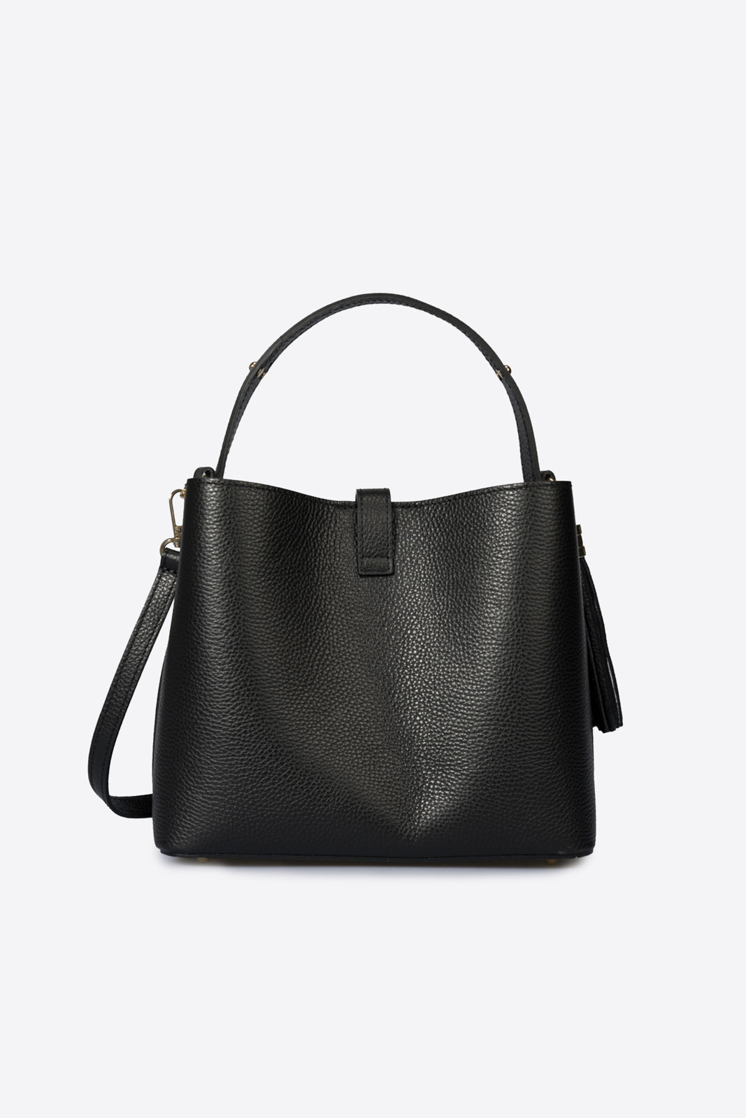 Greta Made in Italy Leather Top Handle Handbag – Black