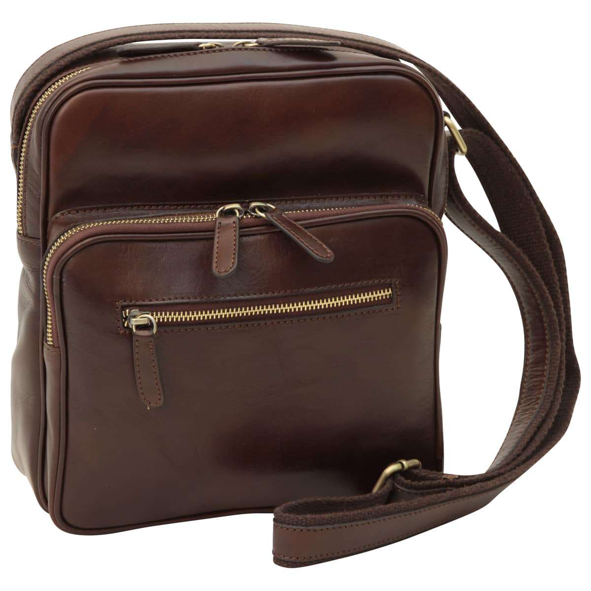 Small leather bag with zip closures