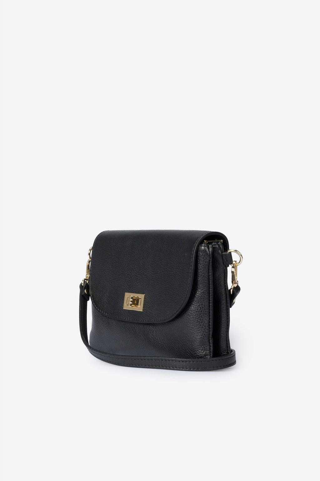 Ludovica Made in Italy Full Grain Leather Crossbody Bag – Black