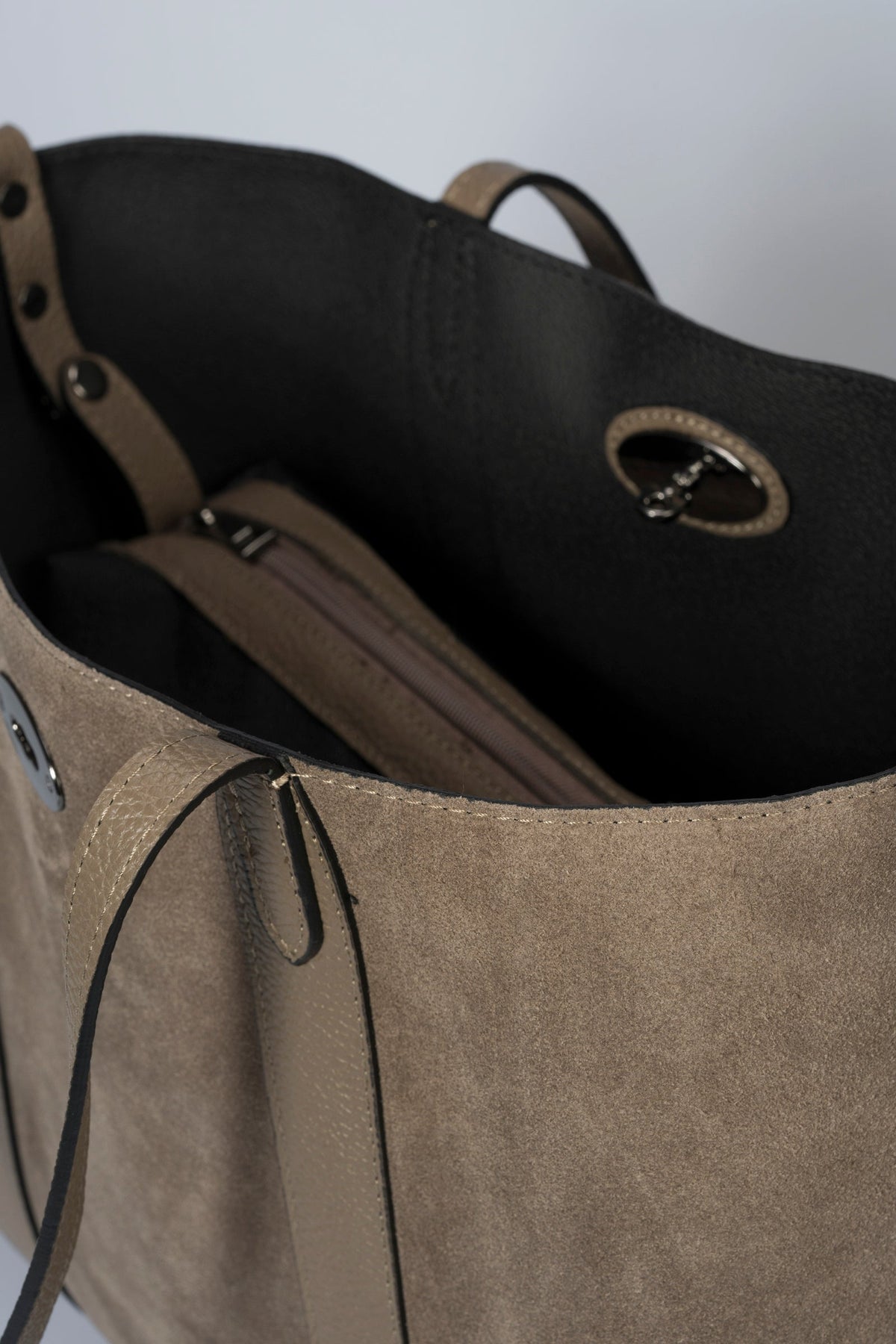 Teresa Made in Italy Suede Leather Tote Bag – Mushroom Taupe