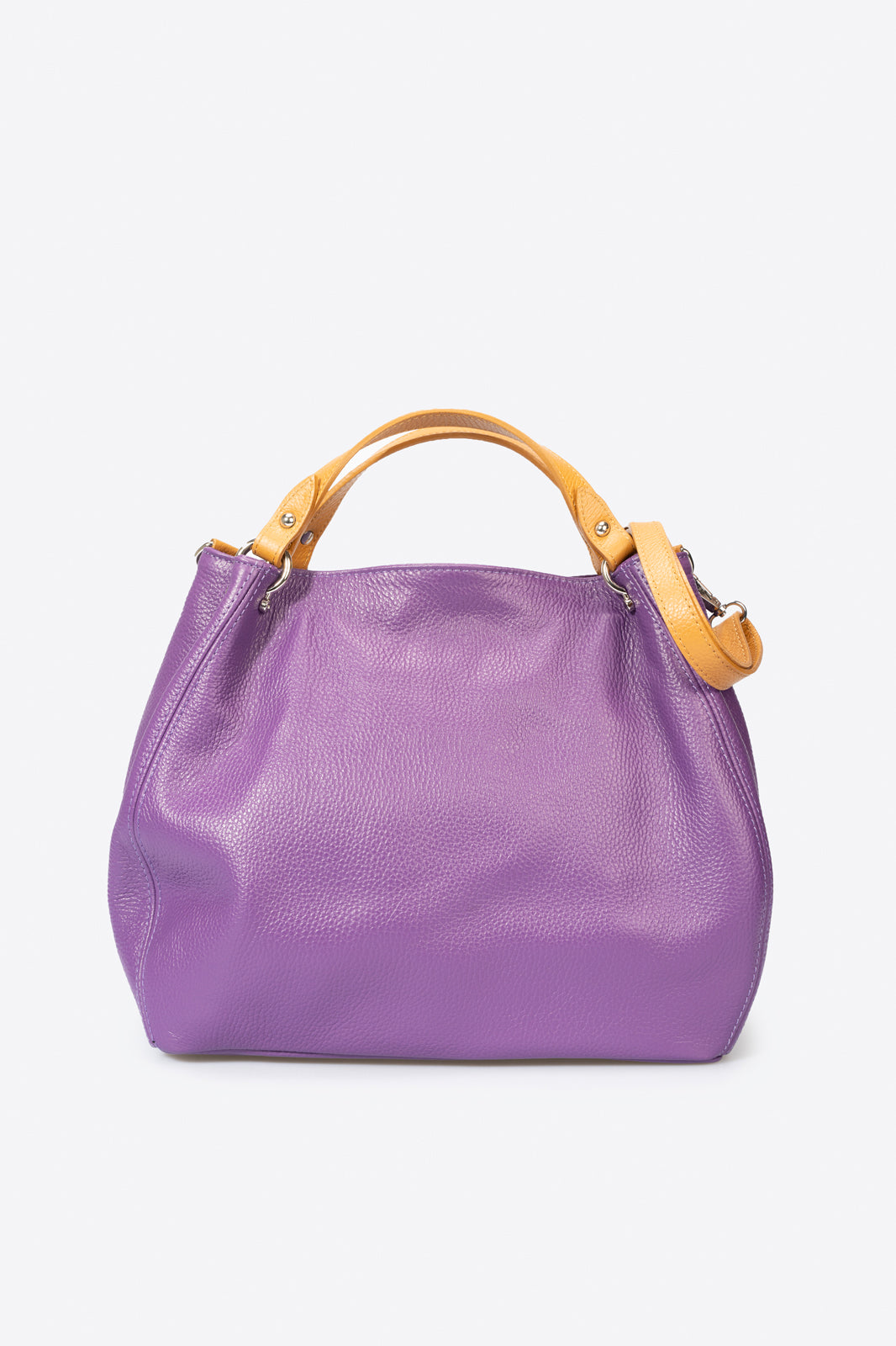 Fiorella Made in Italy Leather Top Handle Handbag – Lilac