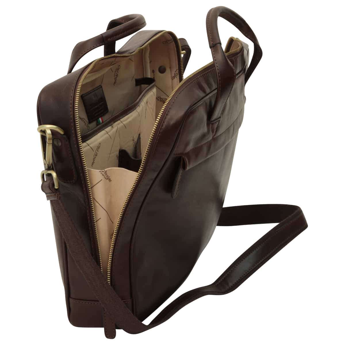 LUSSO Leather Briefcase with zip closure