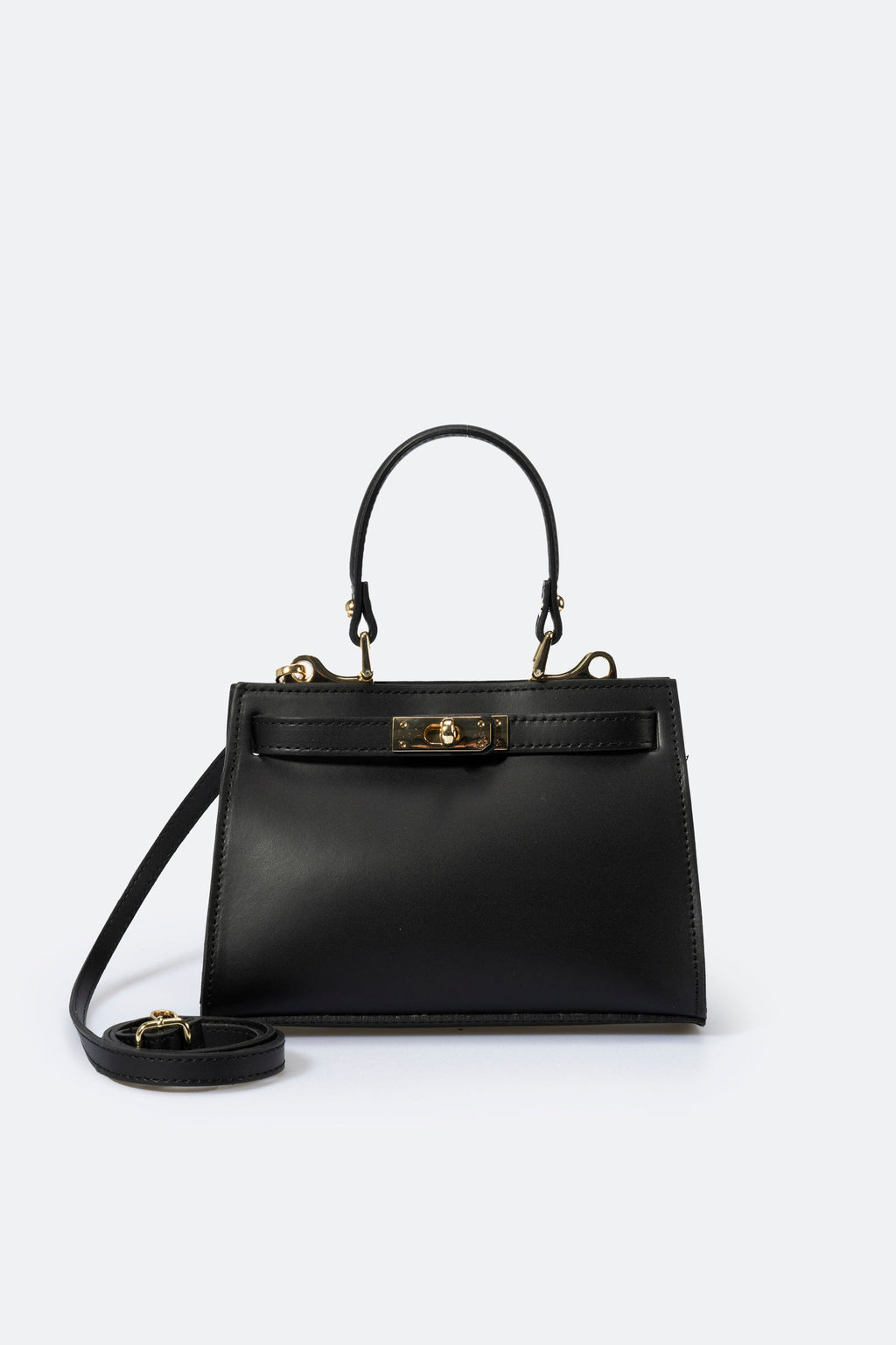 Dalia Made in Italy Leather Top Handle Handbag – Black