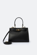 Dalia Made in Italy Leather Top Handle Handbag – Black