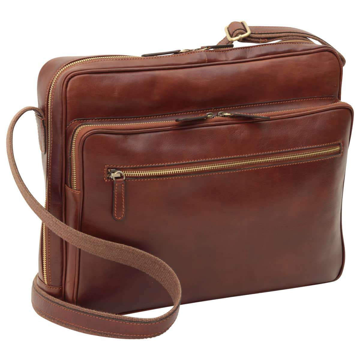Large leather bag with zip closures