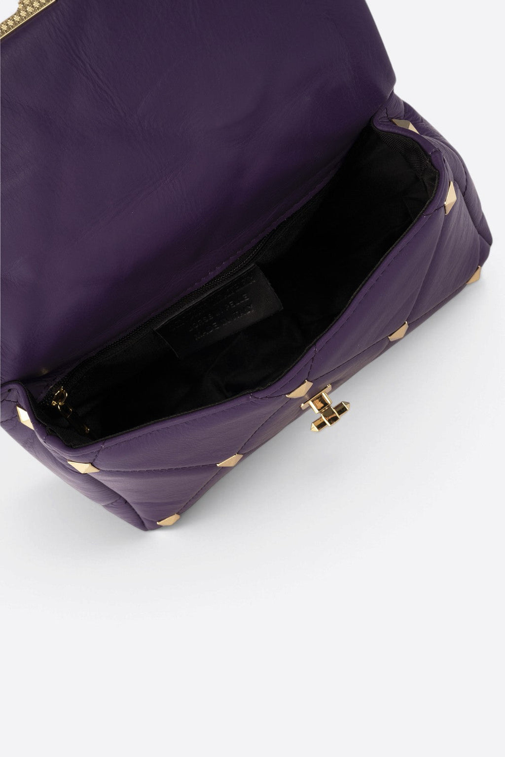 Ilaria Made in Italy Full Grain Leather Top Handle Handbag – Purple