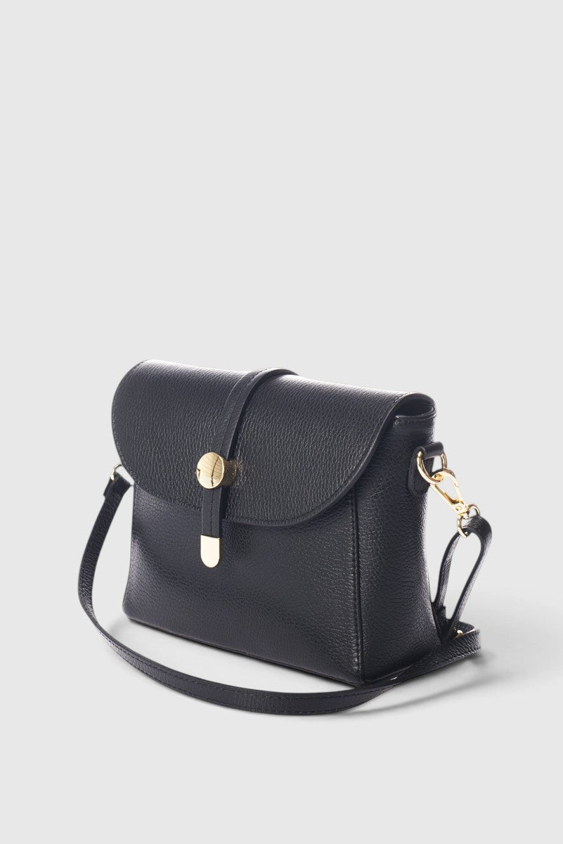 Beatrice Made in Italy Leather Crossbody Bag – Black