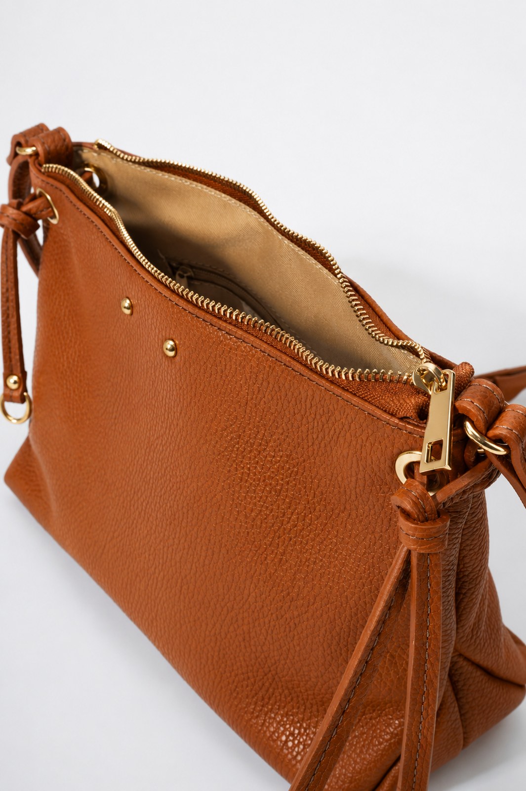Lucia Made in Italy Leather Crossbody Bag – Tan