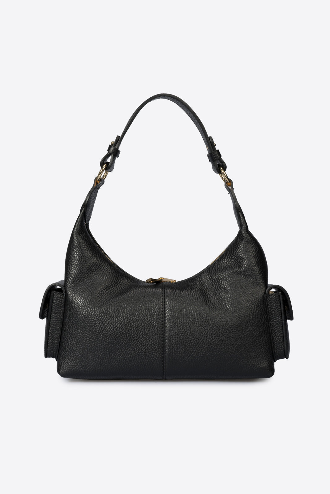 Livia Made in Italy Leather Top Handle Handbag – Black