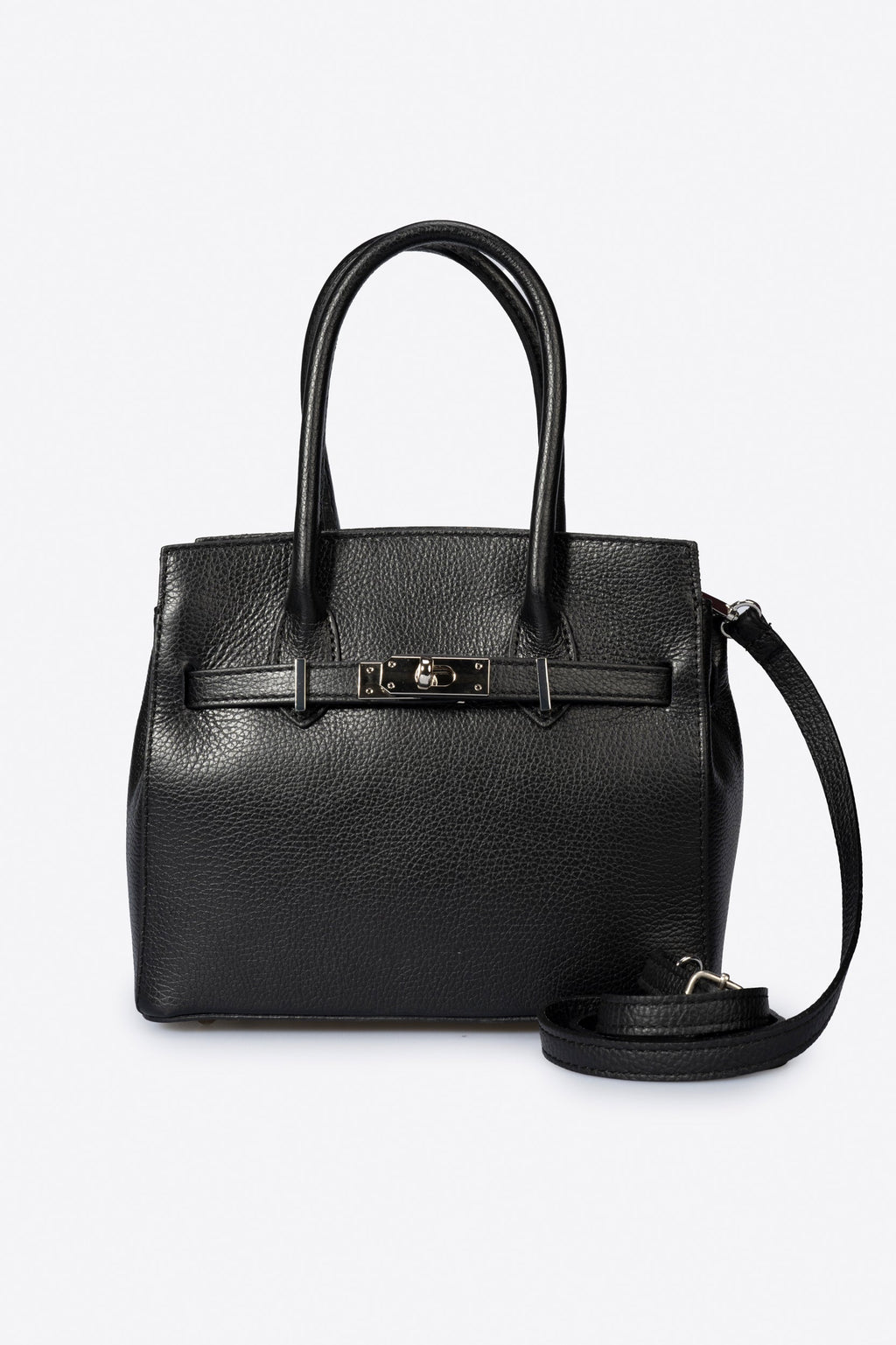 Gabriella Made in Italy Leather Top Handle Handbag – Black