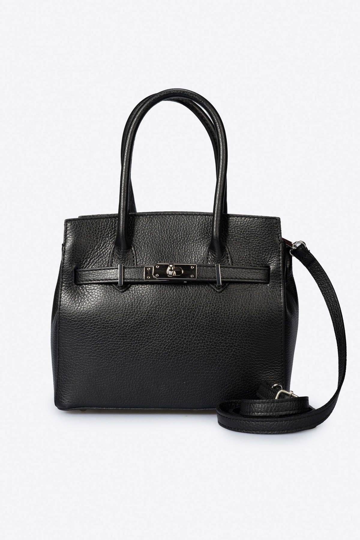 Gabriella Made in Italy Leather Top Handle Handbag – Black
