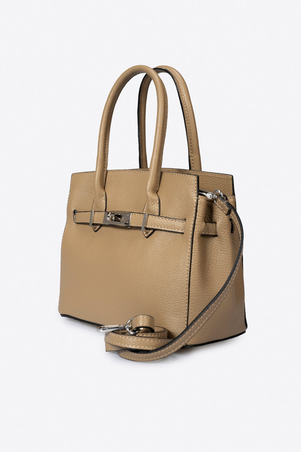 Gabriella Made in Italy Leather Top Handle Handbag – Taupe