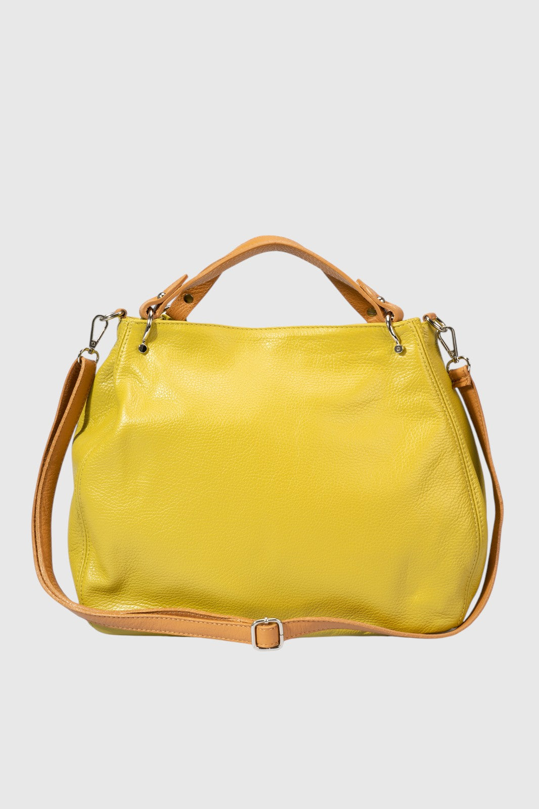 Fiorella Made in Italy Leather Top Handle Handbag – Pistachio Green & Tan