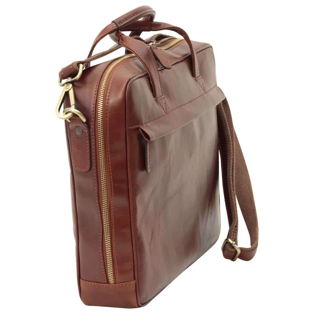 LUSSO Leather Briefcase with zip closure